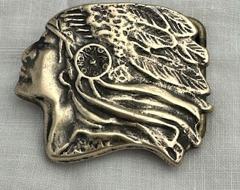 Hebilla de cinturón vintage de indio nativo americano / Jefe del Oeste Vaquero