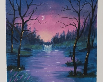 Starry Night Waterfall