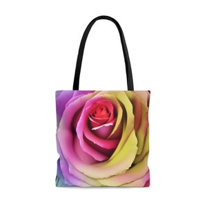 Colorful Rose Tote, Rose Tote Bag, Rose Tote, Colorful Tote, Colorful Tote Bag, Flower Tote, Flowers Tote, Flower Tote Bag, Floral Tote