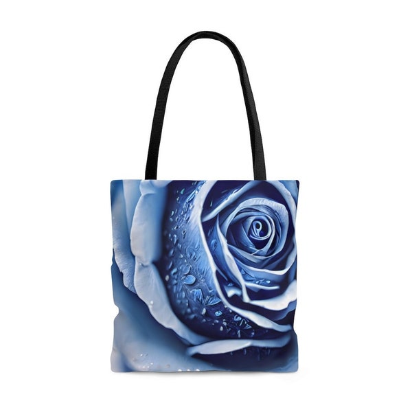 Tote Bag, Tote, Blue Rose Tote Bag, Blue Rose Tote, Blue Roses Art, Blue Rose Art, Blue Tote, Blue Tote Bag, Light Blue Tote, Gifts Under 20