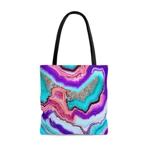 Purple Marble Tote, Marble Tote Bag, Purple Tote Bag, Purple Tote, Turquoise Tote, Purple Turquoise Tote, Agate Tote Bag, Agate Tote