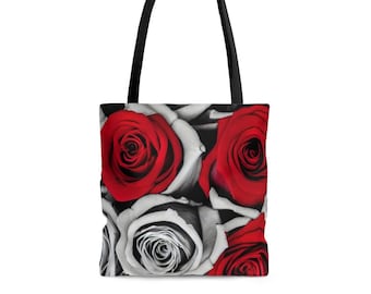 Tote Bag, Tote, Red Roses Tote, Red Tote Bag, Roses Tote, Red Tote, Flower Tote, Flowers Tote, Floral Tote Bag, Floral Tote, Gifts Under 20