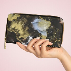 Black Marble III&#39; Abstract Art Zipper Wallet, Abstract Wallet, Black Wallet, Art Wallet