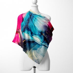 Turquoise Chiffon Square Scarf | Turquoise Scarf | Light Scarf | Lightweight Scarf | Square Scarf | Summer Scarf | Voile Scarf