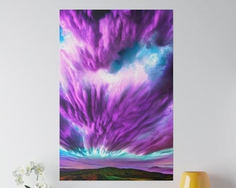 Canvas Wrap, Purple Turquoise Art, Abstract Clouds Art, Clouds Wall Art, Purple Wall Art, Turquoise Wall Art, Clouds Wall Hanging