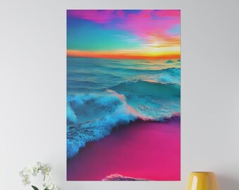 Canvas Wrap, Canvas Print, Ocean Art, Ocean Wall Art, Ocean Print, Ocean Art Print, Sunset Wall Art,  Sunset Art, Colorful Wall Art