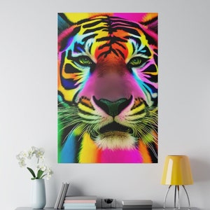 Canvas Wrap, Canvas Print, Tiger Art, Tiger Wall Art, Tiger Art Print, Tiger Hanging, Colorful Wall Art, Colorful Decor, Colorful Hanging