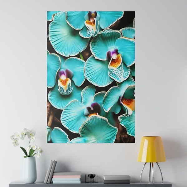 Gallery Canvas Wrap, Turquoise Orchid Art, Orchid Wall Art, Orchid Wall Hanging, Turquoise Wall Art, Turquoise Hanging, Turquoise Decor