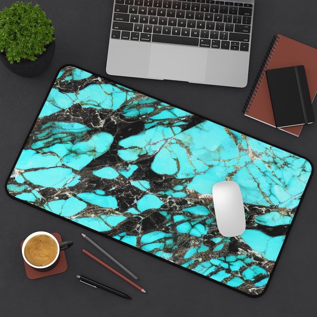 Turquoise Marble Desk Mat, Turquoise Desk Mat, Marble Desk Mat, Agate
