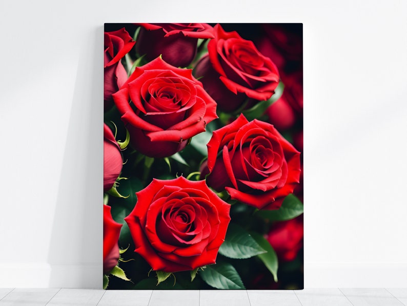 Red Floral Wall Art Set of 3 Rose Prints Home Decor Flower Flowers ...