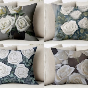 Rosas neutras lance travesseiro capa na moda branco floral macio flor fronha pintura sham capa de almofada capas de arte simples