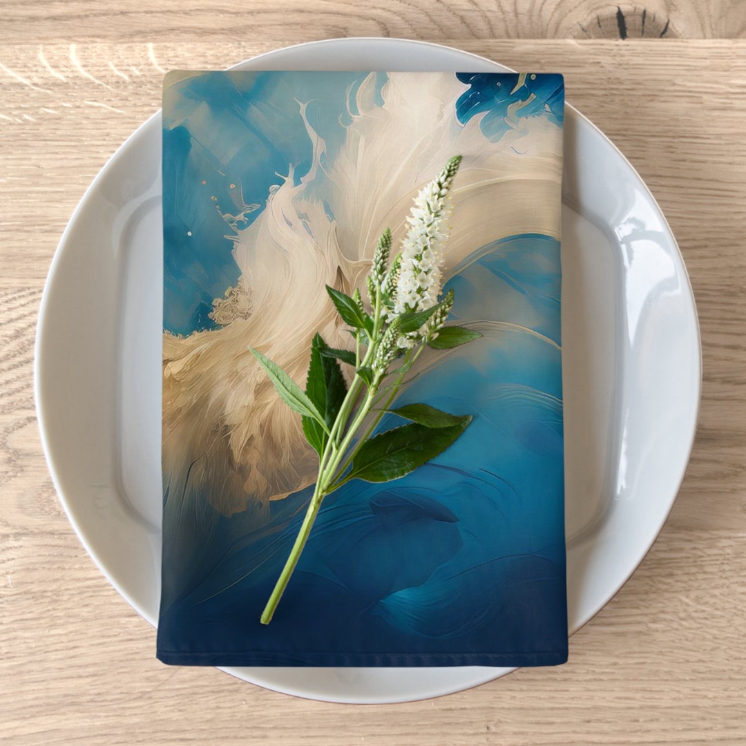 Abstract Blue Napkins Blue Marble Napkins Blue Napkins Etsy