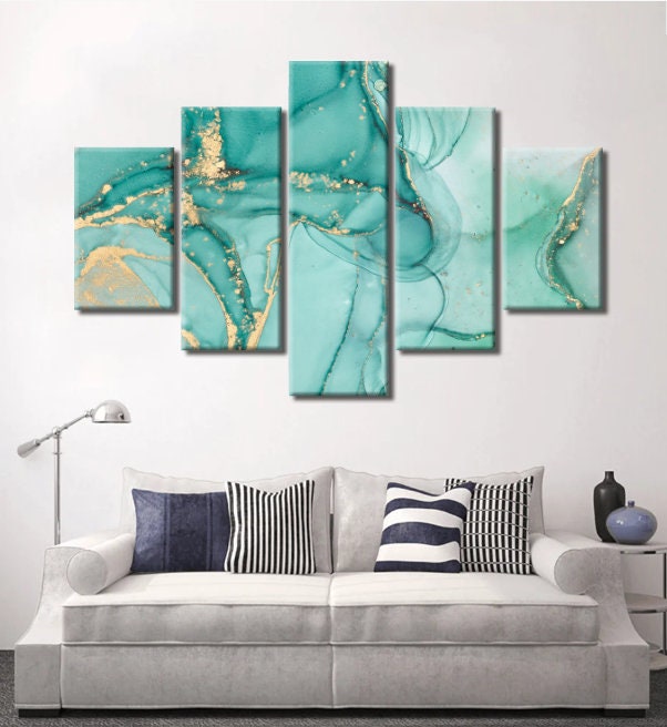 Mint Marble Art Green Wall Decor Mint Hanging Green Etsy