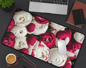 Red Peonies Desk Mat, Peonies Desk Mat, Red Desk Mat, Flowers Desk Mat, Flower Desk Mat, Peony Desk Mat, Floral Desk Mat