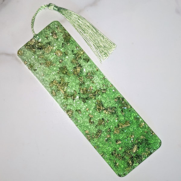 Jumbo Lime Green Resin Druzy Bookmark, Gold Leaf Glitter Bling Sparkly Geode Book Mark, Gifts Under 20, Book Lover Gift, Bookworm Gift