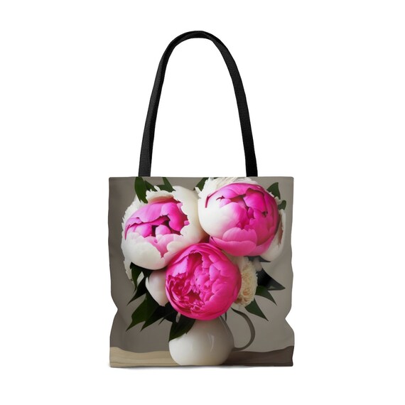 Pink Peony Floral Tote Bag