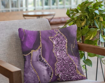 Abstract Throw Purple And Gold Pillows Design Art Gold Purple