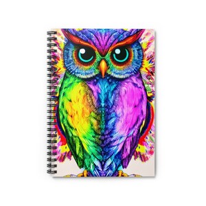 Caderno espiral, Caderno de coruja colorido, Caderno de coruja, Caderno de corujas, Caderno colorido, Caderno de arco-íris, Caderno de cores, Caderno de pássaros