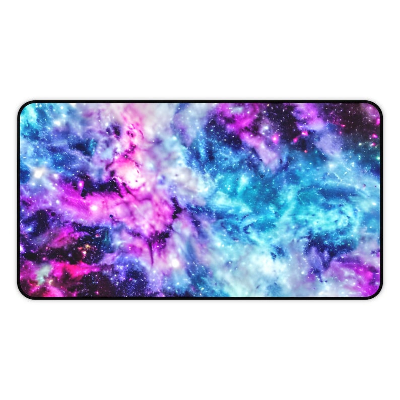 Galaxy Desk Mat, Turquoise Desk Mat, Purple Desk Mat, Space Desk Mat, Stars Desk Mat, Sky Desk Mat, Nebula Desk Mat image 2