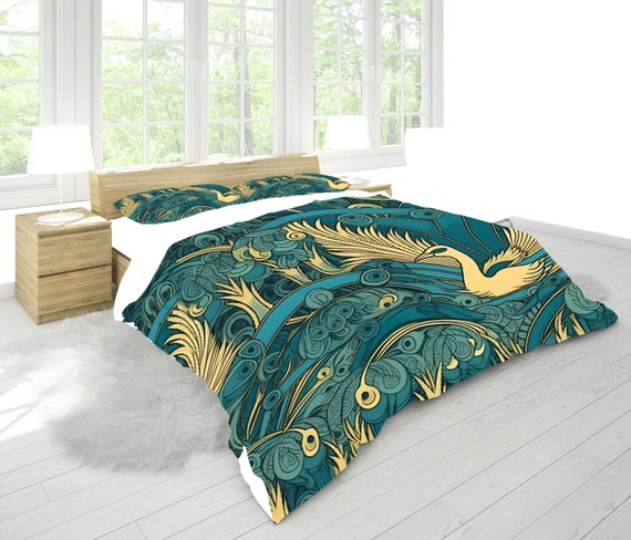 ENEN Set di Biancheria da Letto per Adulti Bambini con Copripiumino e Federa in Microfibra, Stampa di Cacciatore Sogni 3D Parure da Letto Set Copripiumini e Federe (Blu Scuro,140x200cm