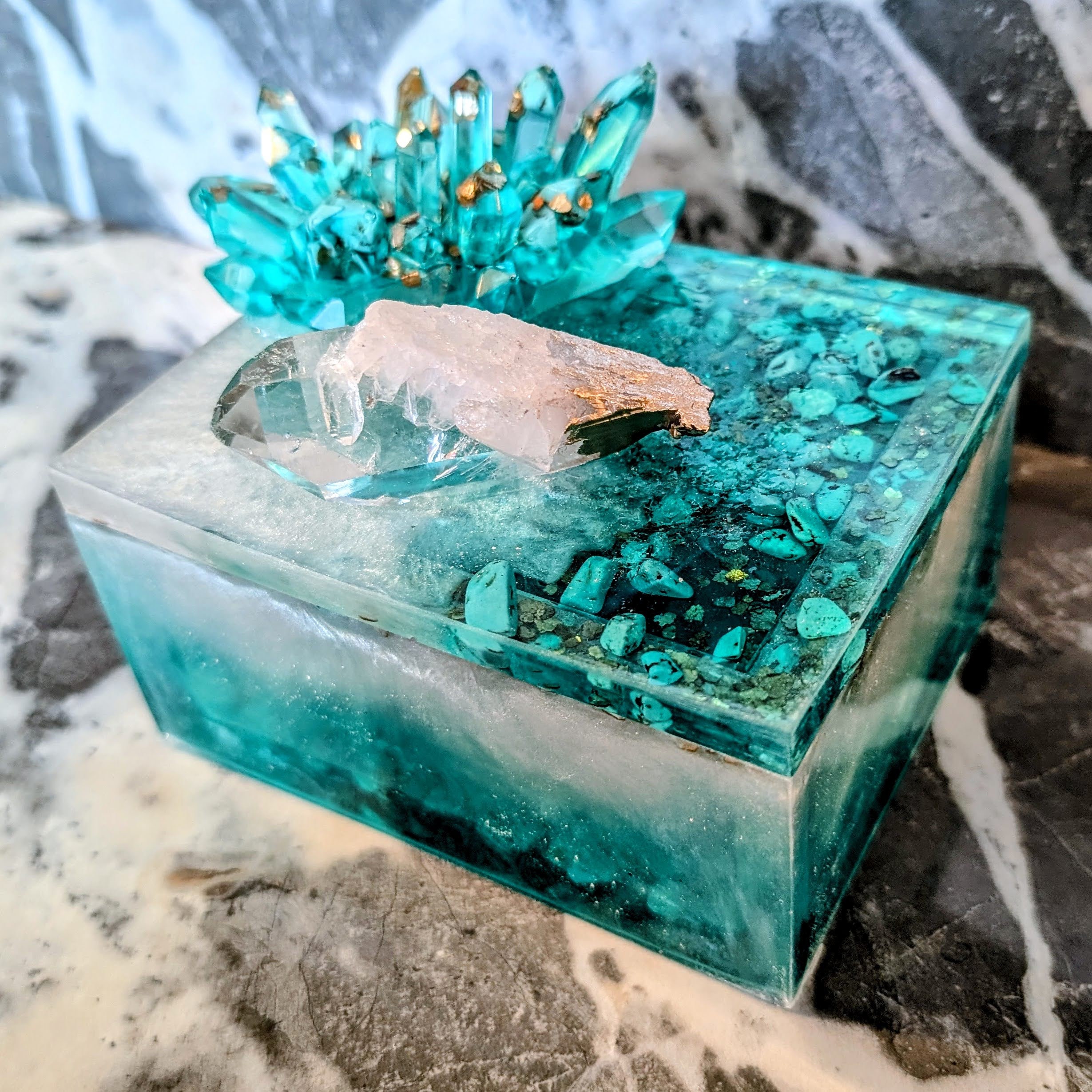 Glass Agate Crystal Jewellery Trinket Box - Glass Jewellery