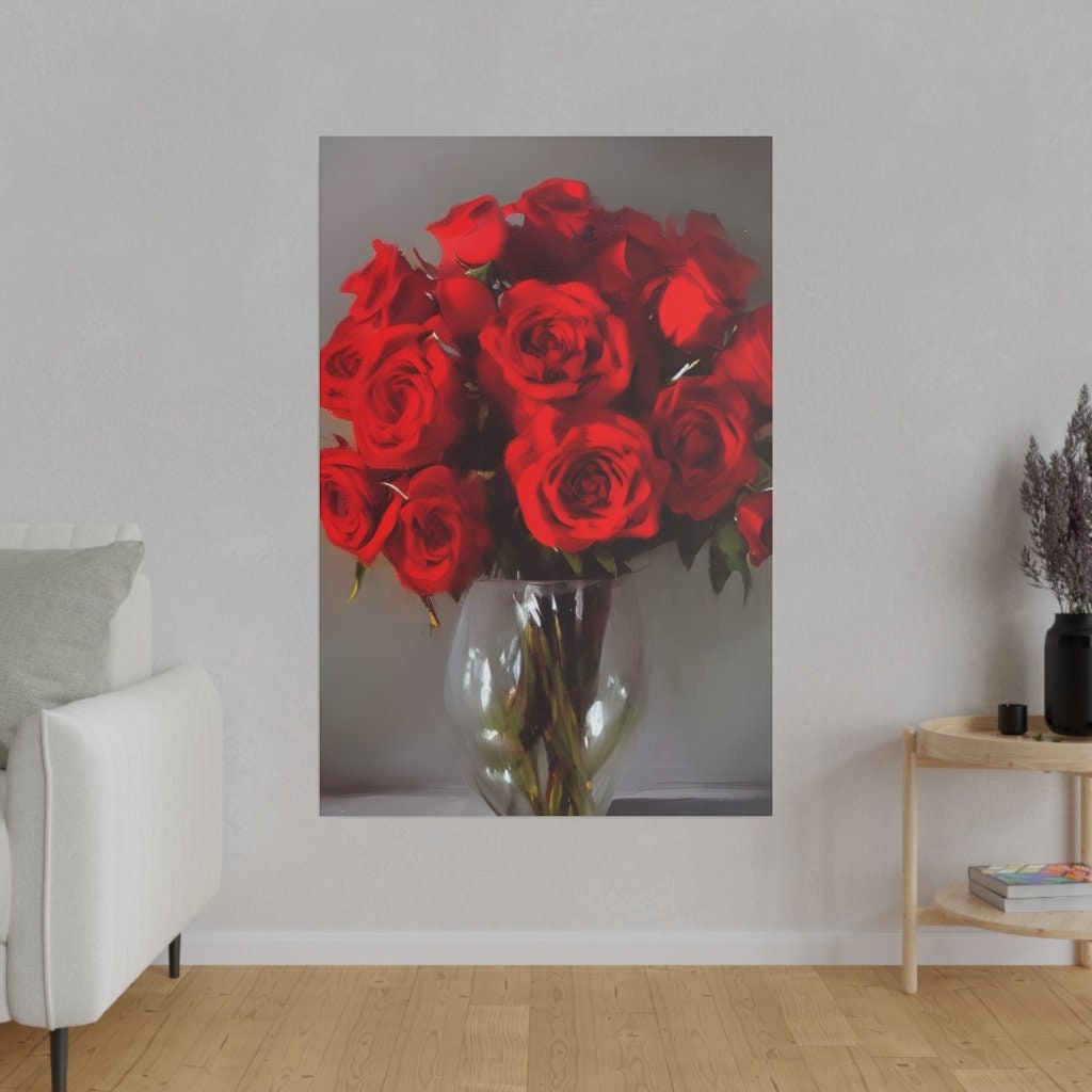 Canvas Wrap Red Rose Wall Art Red Roses Art Red Wall Etsy