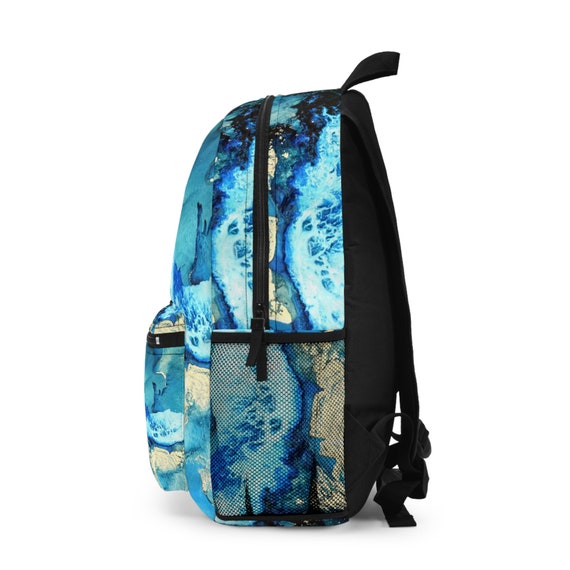 Artistic Black and Teal Backpack with Unique Design Adventure awaits with our Colorful Earth-Themed Backpack  main image 3