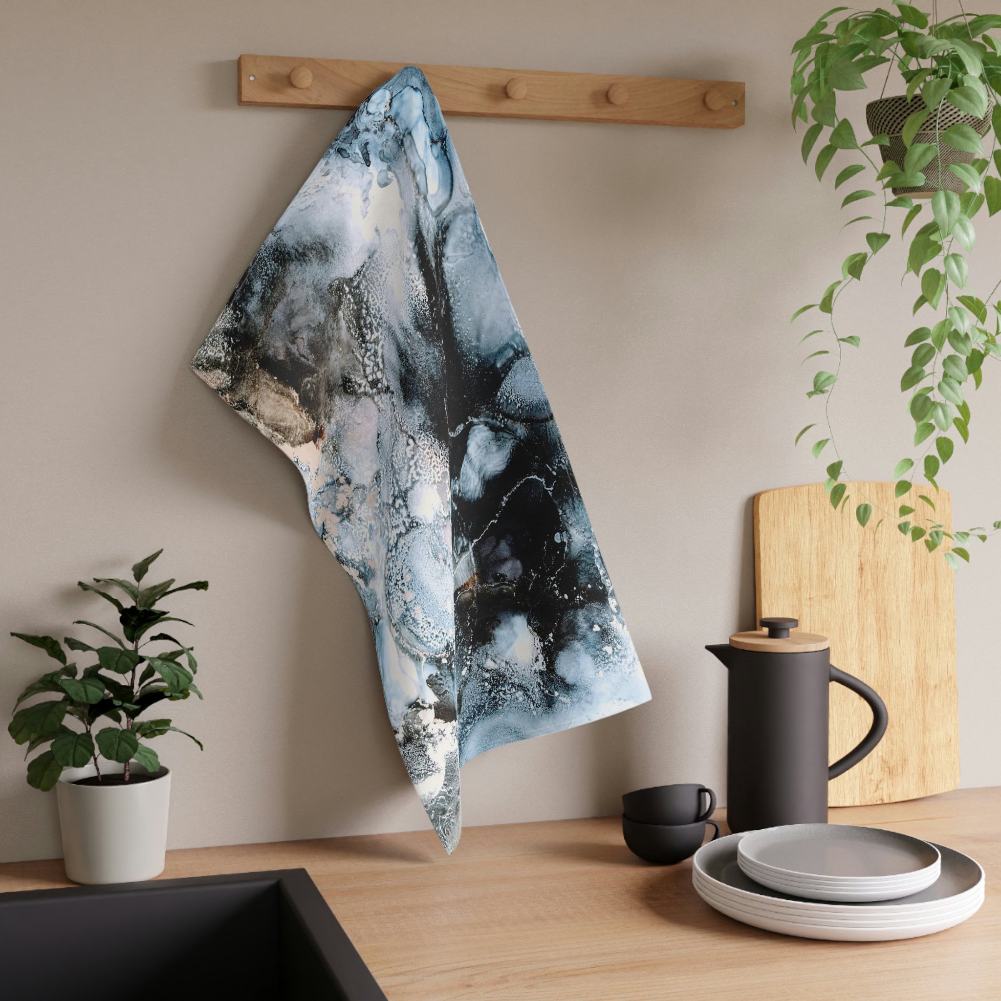 Black White Kitchen Towel Black White Tea Towel Black White Etsy