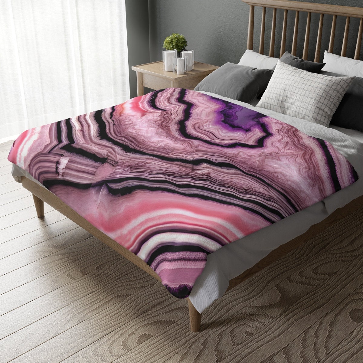 Velveteen Minky Blanket two sided Print Pink Agate Blanket Pink Marble Blanket Agate Blanket Marble Blanket Pink Blanket Etsy