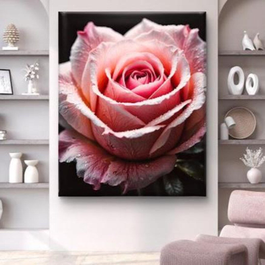Elegant Pink Rose Canvas Art Print | Beautiful Floral Wall Decor, Home ...