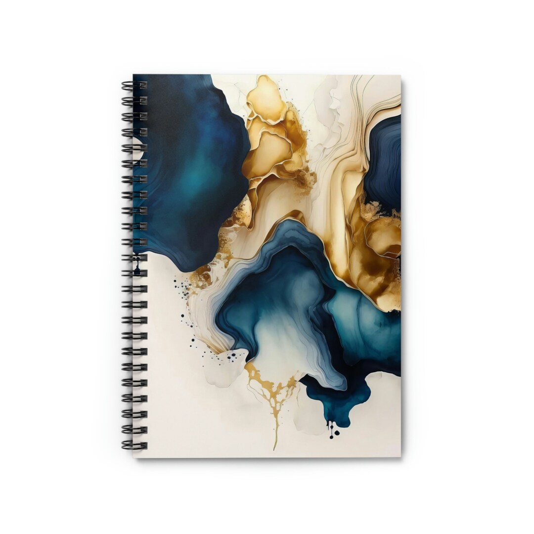 Blue Abstract Notebook, Blue Notebook, Abstract Notebook, Marble ...