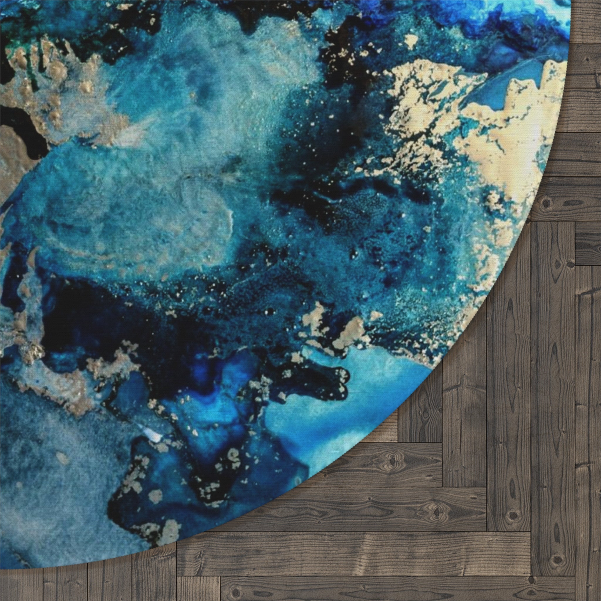 Abstract Blue Boho Rug, Round Blue Rug, Abstract Rug, Blue Mat ...