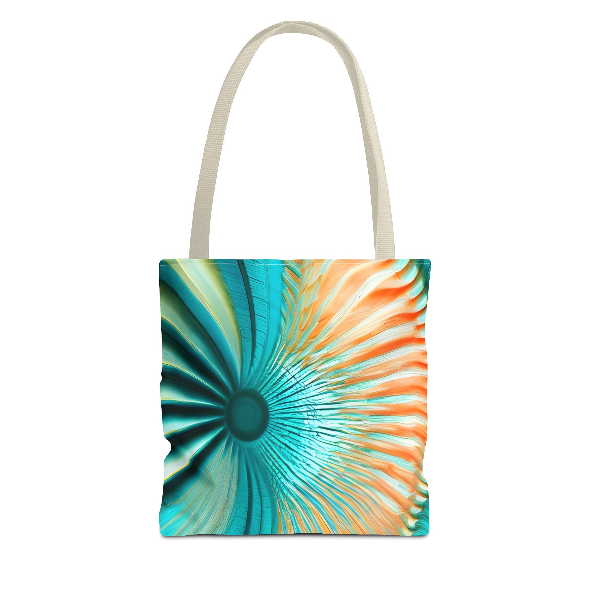 Coastal Tote Bag, Original Art Turquoise Tote Shell Ocean