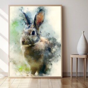 Rabbit Watercolor Art Print, Woodland Nursery Decor, Wild Bunny Artwork, Woodland Animal Art, Bunny Baby Shower Print, New Baby Gift