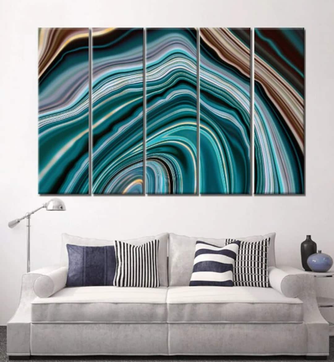 Teal Marble Art Teal Wall Decor Teal Hanging Teal Painting Teal Print Teal Abstract Teal Agate