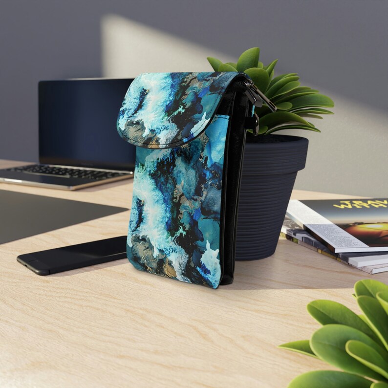 Arctic Blue' Abstract Art Phone Wallet Phone Wallet With - Etsy