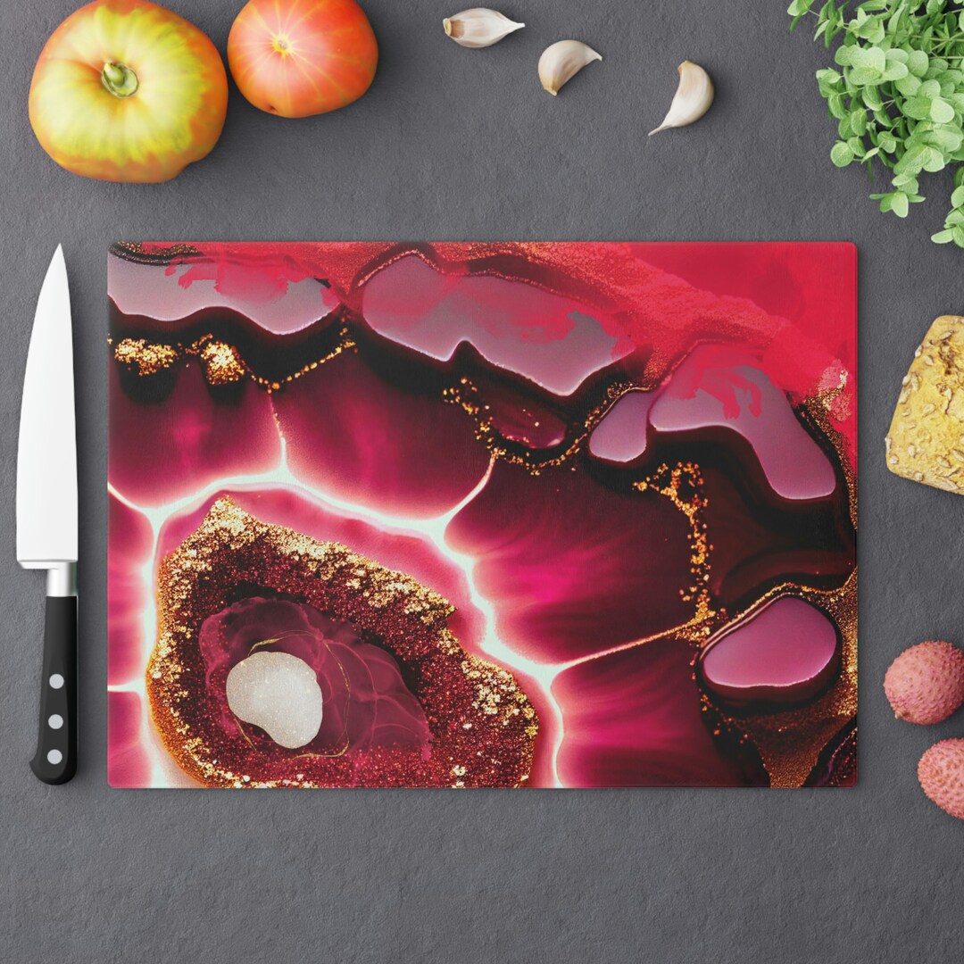 Red Glass Cutting Board, Agate Cutting Board, Marble Serving Tray