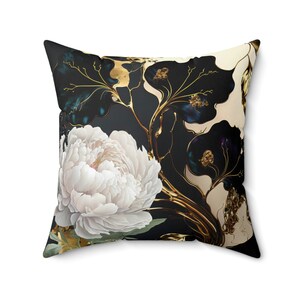 Throw Pillow &#39;Elegance II&#39;, Abstract Art Pillow, Black White Pillow, Accent Pillow, Black Throw Pillow, Floral Accent Pillow