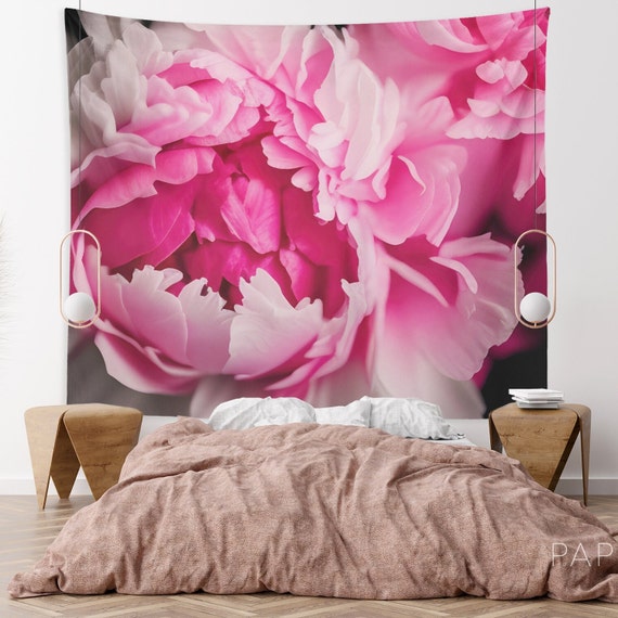Hot Pink Peonies Tapestry Pink Peony Floral Tapestry Hot Pink Boho Tapestry Pink Flowers Tapestry Hot Pink Wall Decor Art Hanging Etsy