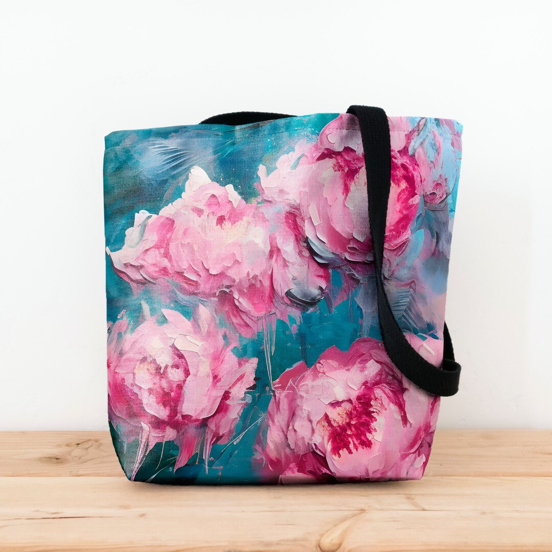 Pink Peonies Tote Bag, Original Art Oil Painting Floral Flower Flowers ...