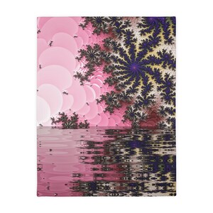 Velveteen Minky Blanket (Two-sided print), Pink Blanket, Sunset Blanket, Ocean Blanket, Fractal Blanket, Abstract Blanket, Art Blanket