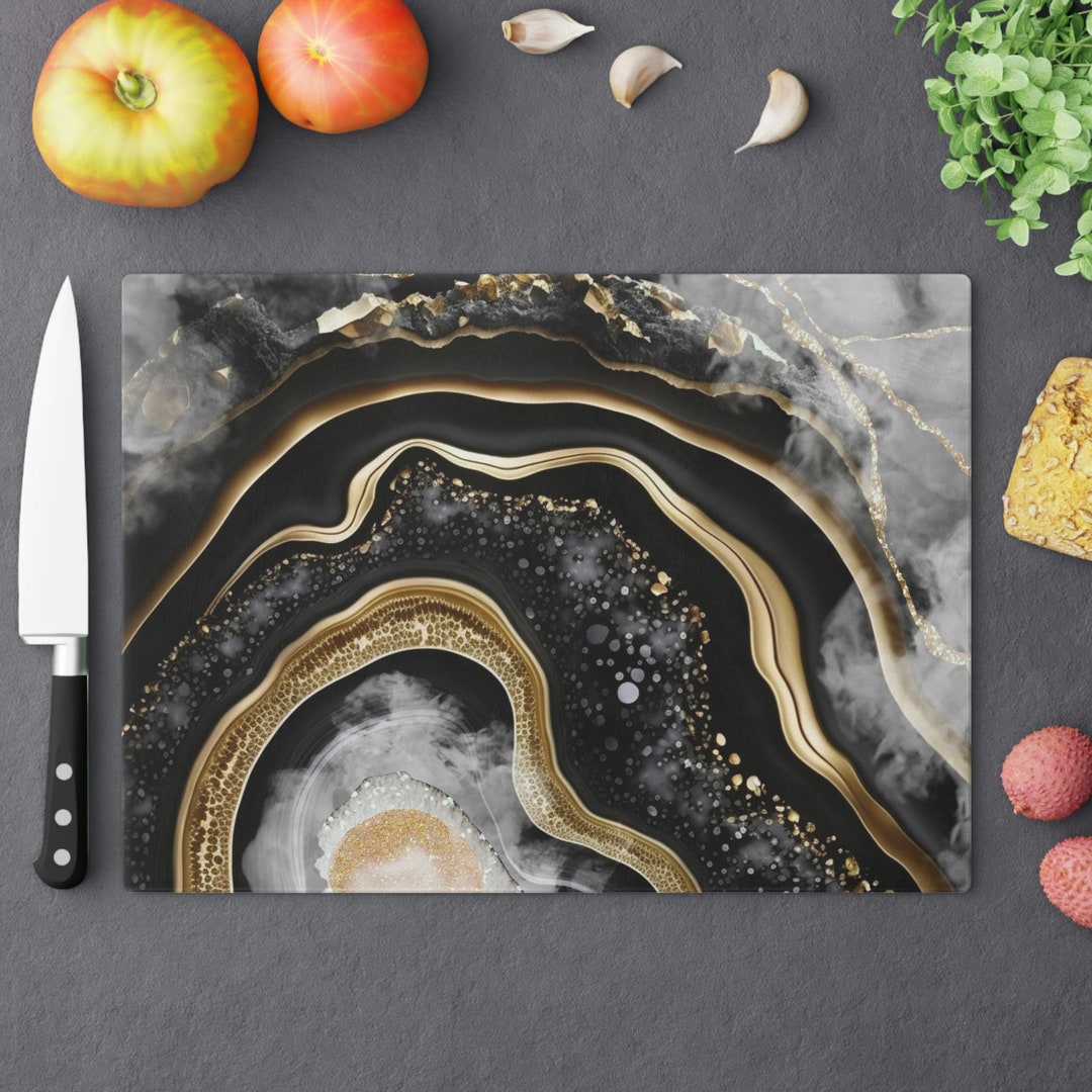 Buy Black Glass Cutting Board, Agate Cutting Board, Marble Serving Tray