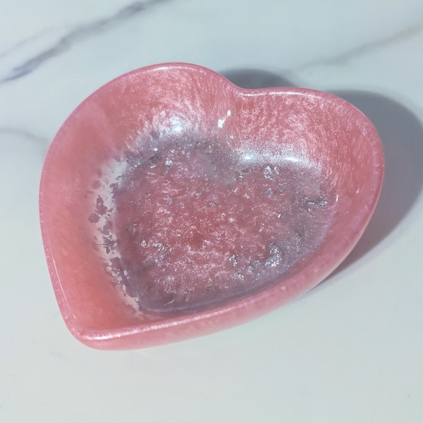 Pink Resin Heart Ring Dish, Jewelry Dish, Trinket Box, Knick-Knack Holder, Heart Shaped, Small Resin Box, Little Resin Box