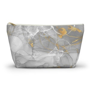 Gray Marble Accessory Bag, Gray Makeup Bag, Gray Cosmetics Bag, Marble Makeup Bag, Marble Cosmetics Bag