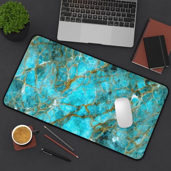 Turquoise Marble Desk Mat, Turquoise Desk Mat, Marble Desk Mat, Agate Desk Mat, Geode Desk Mat