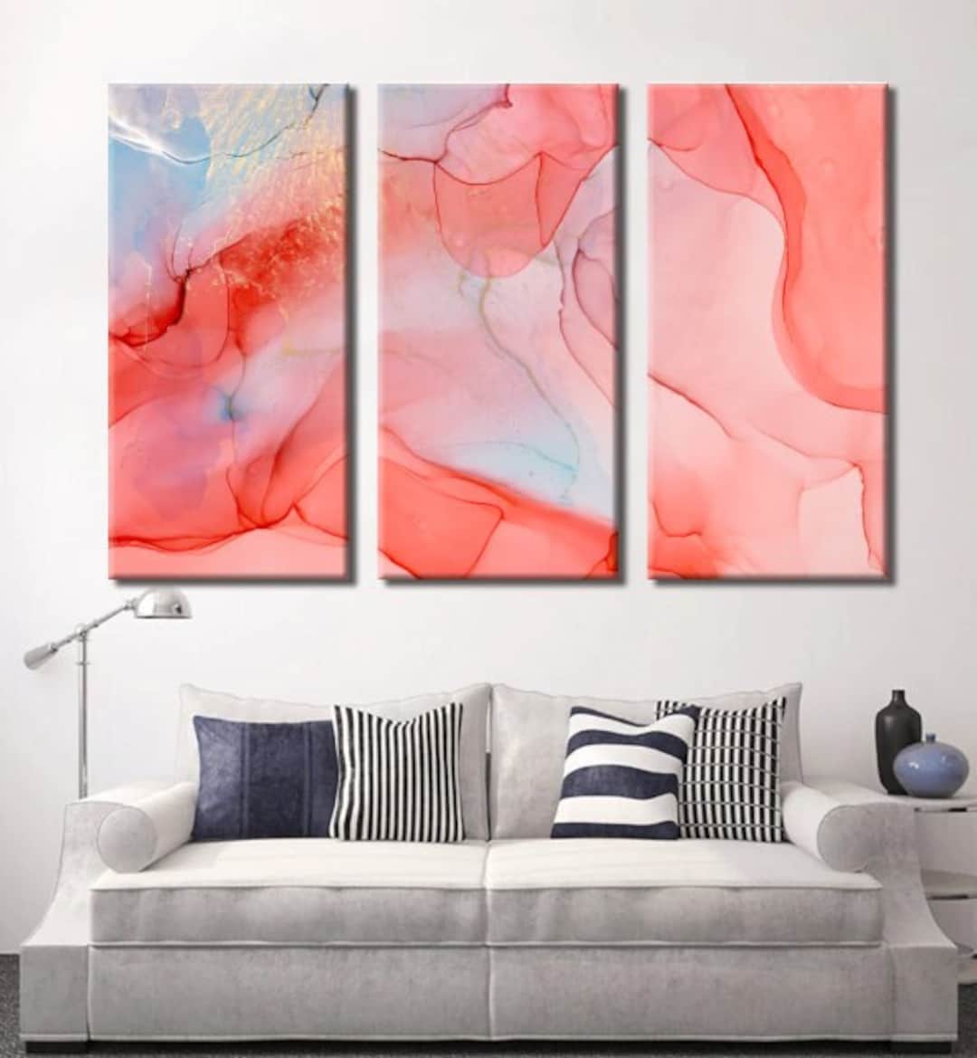 Coral Marble Art | Coral Wall Decor | Coral Hanging | Coral Painting ...