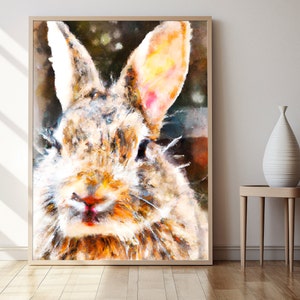 Rabbit Watercolor Art Print, Woodland Nursery Decor, Wild Bunny Artwork, Woodland Animal Art, Bunny Baby Shower Print, New Baby Gift
