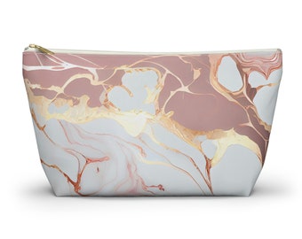 Rose Gold Black Accessory Pouch, Rose Gold Marble Pouch, Blush Marble Cosmetics Bag, Blush Cosmetics Bag, Rose Gold Makeup Bag