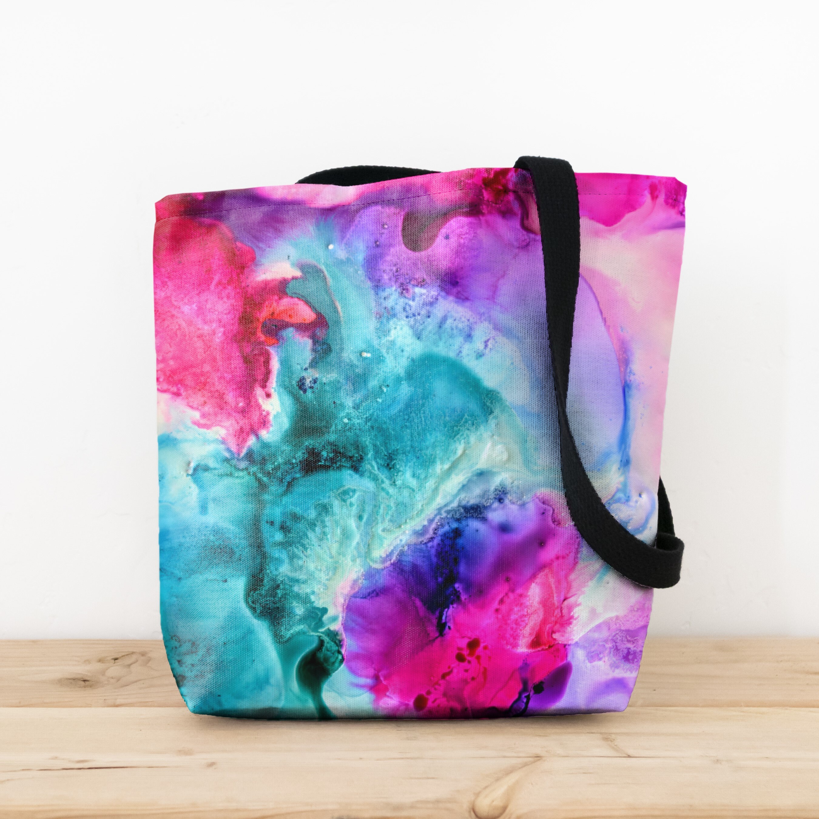 Turquoise Pink Tote Bag 'endless Love', Original Abstract