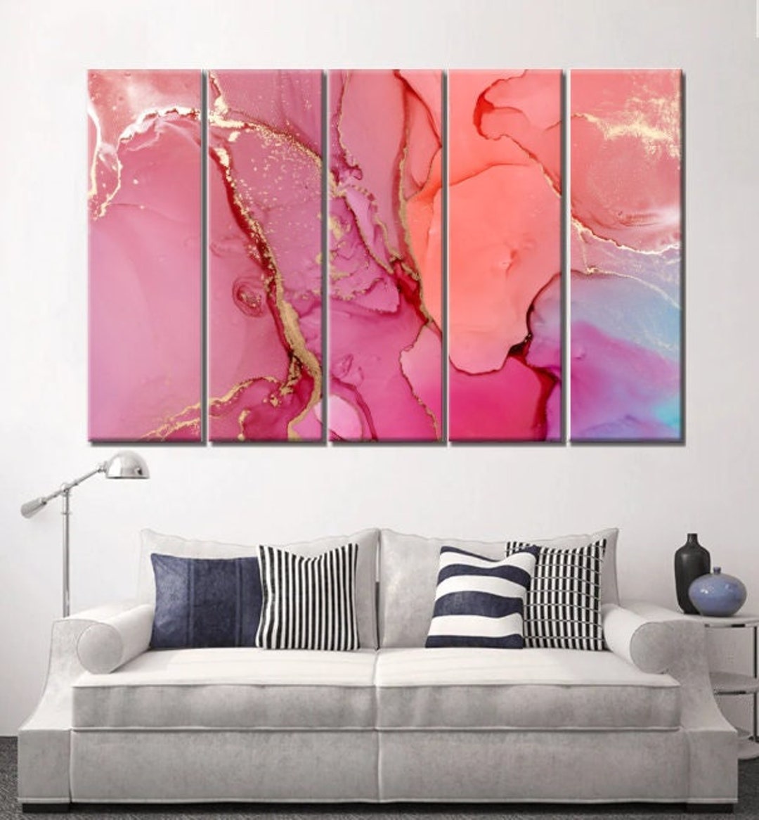 Hot Pink Marble Art Hot Pink Wall Decor Hot Pink Hanging Hot Pink
